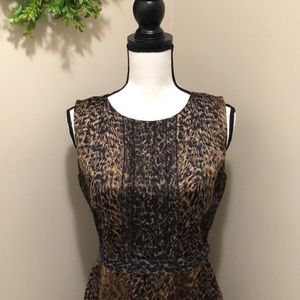 Ellie Tahari Silk Animal Print Cocktail Dress